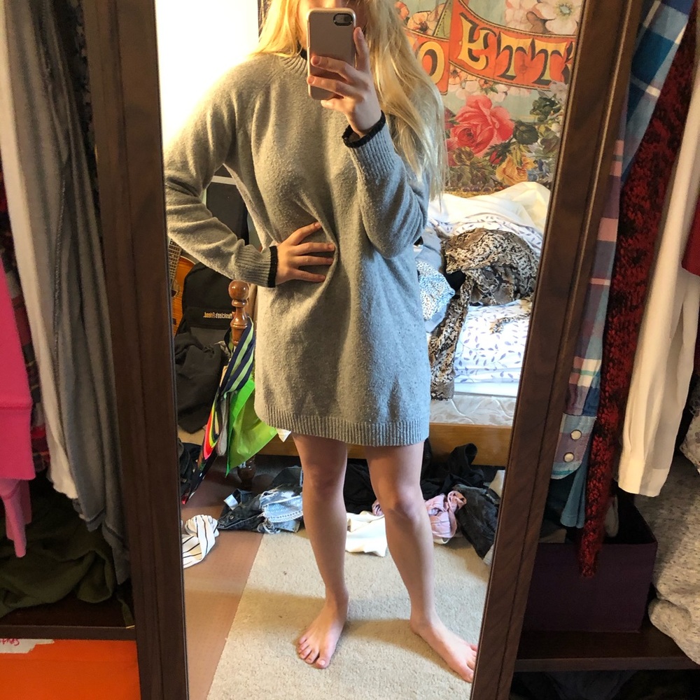 Grey Turtle Neck Sweater Dress